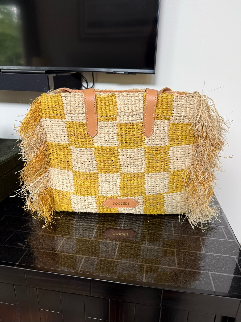 Poolside Yellow and Cream Woven Tote Bag